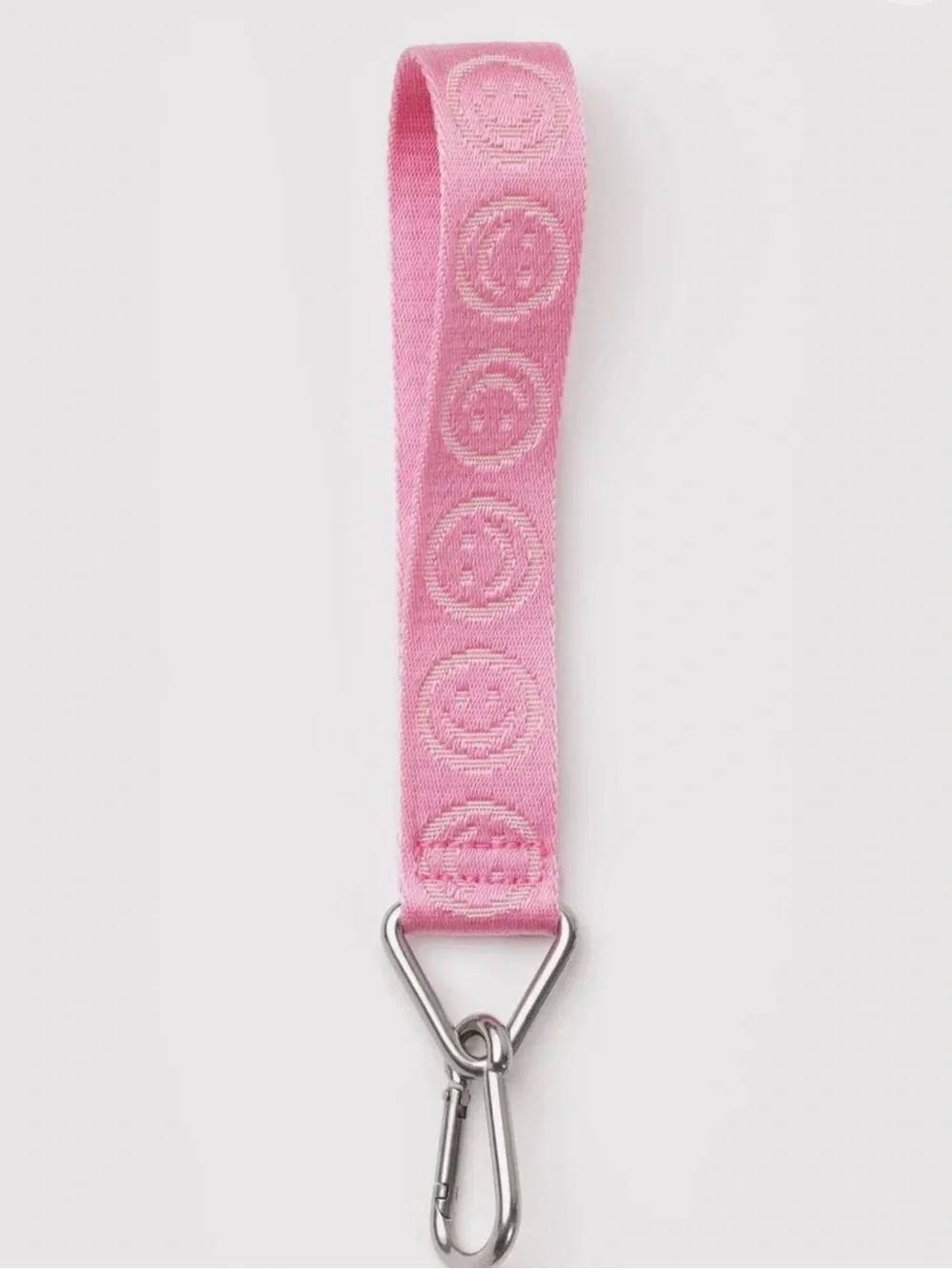 Pink Smiley Wristlet Keychain Strap